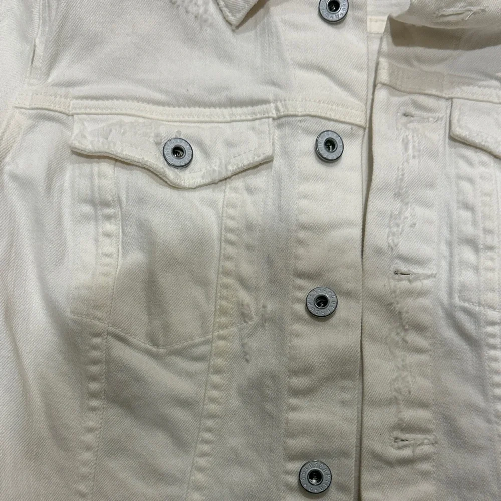 Women’s AG Cream Off White Distressed Denim Jacket - Picture 4 of 6